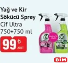 CİF ULTRA YAĞ VE KİR SÖKÜCÜ SPREY 750+750 ML fiyat ve kampanya bilgisi